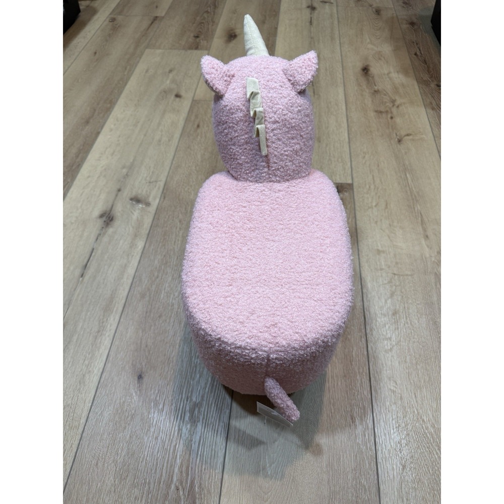 Pink Unicorn Kids Stool Ottoman Plush Animal Seat Nursery Decor Footstool Toy - Picture 4 of 10